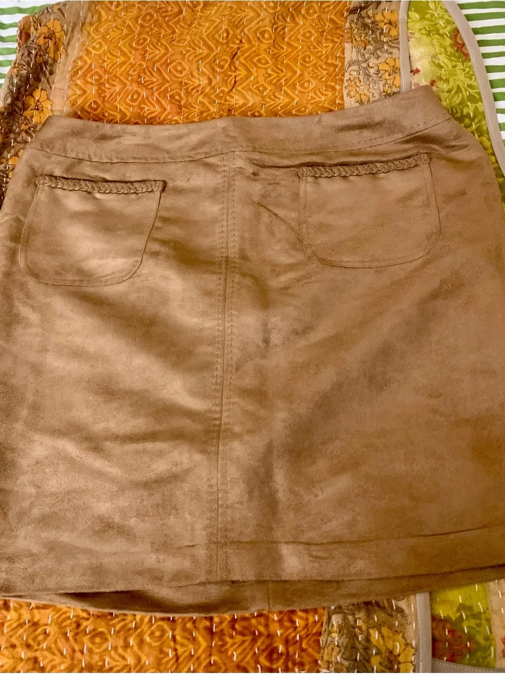 Cato Camel Mini Skirt with Front Patch Pockets